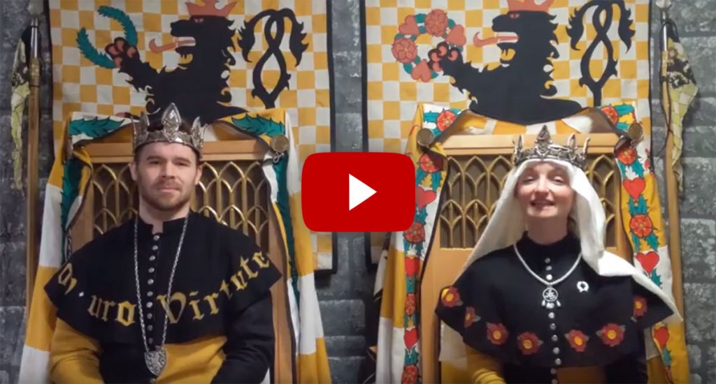 King Christian III and Queen Helene III of An Tir seated on thrones