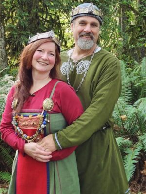 Their Majesties An Tir: Ulfgar Hjartar Bani Thorvaldsson and Juahara al Azin